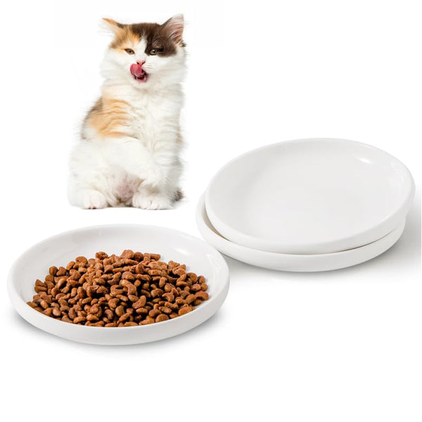 Howise 3 PCS Ceramic Cat Bowls, 5.5 in Pet Bowl Cat Dishes for Food and Water, Cat Food Bowls Set Small Dog Dish