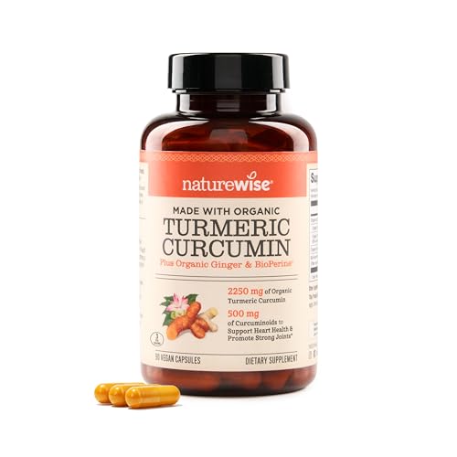 NatureWise Curcumin Turmeric 2250mg 95% Curcuminoids & BioPerine Black Pepper Extract Advanced Absorption for Joint Support [1 Month Supply - 90 Count]