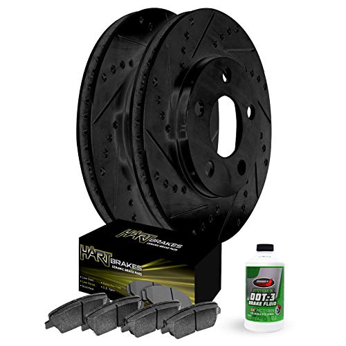 Hart Brakes Rear Brakes and Rotors Kit |Rear Brake Pads| Brake Rotors and Pads| Ceramic Brake Pads and Rotors |fits 2005-2006 Porsche Cayenne