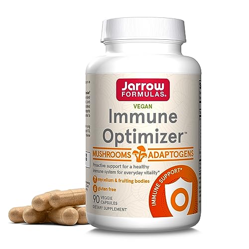 Jarrow Formulas Immune Optimizer with Cordyceps, Reishi, Lion’s Mane, Shiitake, King Trumpet, and Turkey Tail Mushrooms, Dietary Supplement with Andrographis Extract, 90 Veggie Capsules, 30 Day Supply