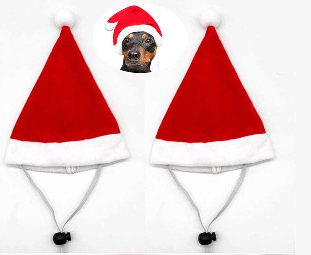 2Pcs Mini Dog Santa Hat for Dog Christmas Hat, Christmas Party Dressup(Red)
