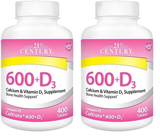 21st Century Calcium Plus D Supplement Tablet, 600 mg, 400 Count (Pack of 2)