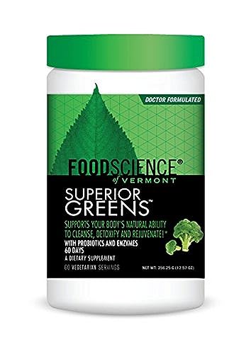 FoodScience of Vermont Superior Greens, Dietary Supplement Drink Mix to Support Detoxification and Digestion, 60 Servings