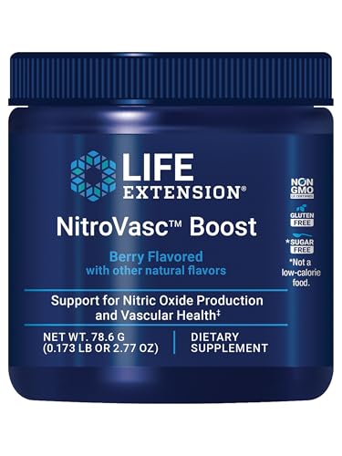 Life Extension NitroVasc Boost, Blood Flow Supplement, Nitric Oxide Support, Heart Health, L-arginine, Gluten-Free, Non-GMO, Vegetarian, 1 Scoop, 30 Servings