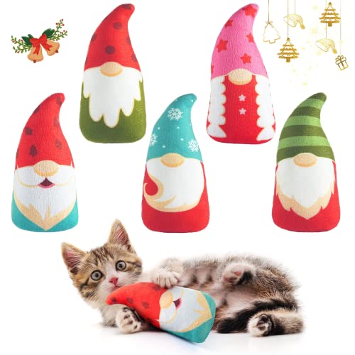 Biubiucat Christmas Catnip Toys Interactive Cats 5PCS Cat Nip Toy/Kitten Chew Plush Gift/Best Play Kick Stuff/Kitty Stuffed Teething Pillow/Cute and Soft Dental Gifts