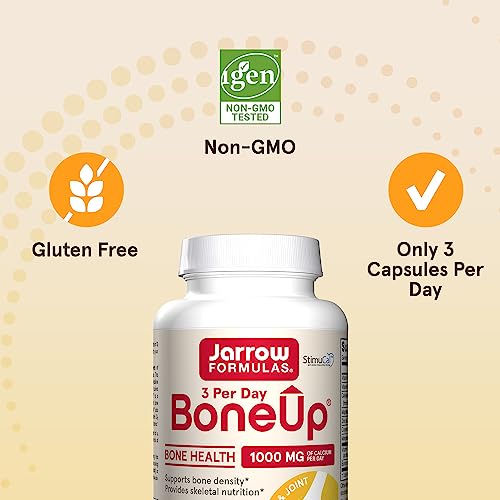 Jarrow Formulas BoneUp Three Per Day For Bone Support and Skeletal Nutrition, Includes Vitamin D3, K2 (as MK-7) and 1000 mg of Calcium Per Day, 90 Capsules, 30 Day Supply