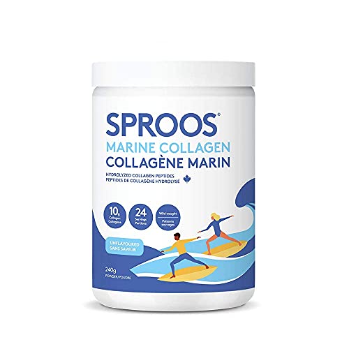 SPROOS Marine Collagen Peptide Powder |Wild-Caught, Non-GMO and Gluten-Free | Unflavoured and Odourless, Tub, 240g