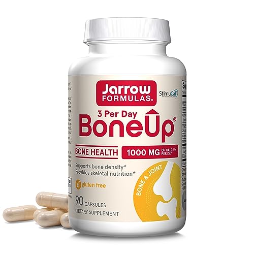 Jarrow Formulas BoneUp Three Per Day For Bone Support and Skeletal Nutrition, Includes Vitamin D3, K2 (as MK-7) and 1000 mg of Calcium Per Day, 90 Capsules, 30 Day Supply