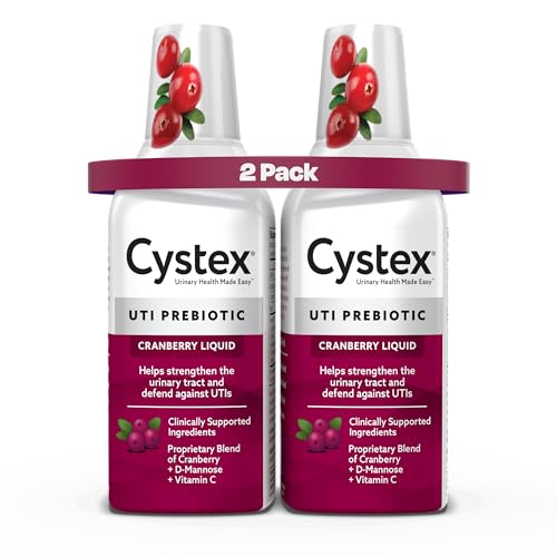 Cystex Urinary Tract Infection Support and Prevention for Men and Women, Cranberry Prebiotic Supplement for UTI Protection & Urinary Health Maintenance, D-Mannose & Vitamin C, 7.6 oz (2 Pack)