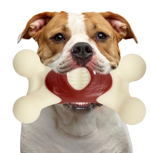 FRLEDM Dog Toys for Aggressive Chewers Indestructible Dog Toys Real Bacon/Beef Flavored Nylon Durable Dog Teething Chew Toys Bones for Large/Medium/Small Puppies