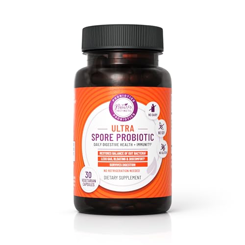 Natures Instincts Ultra Spore Probiotic with Live Strains | Daily Soil Based Probiotic for Digestive Support & Gut Health | Soy-Free, Dairy-Free, Gluten-Free, Non-Refrigerated Probiotics, 30 Capsules