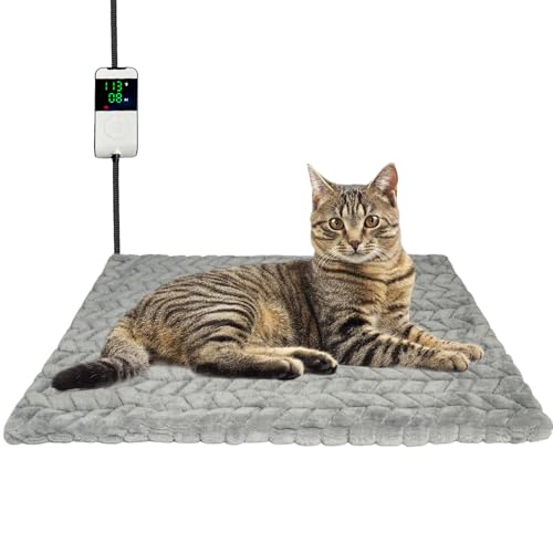 BiirBlue Heated Cat Bed, Completely Chew-Proof Cord Cat Heating Pad, Waterproof Adjustable Temperature Dog Heated Mat, Pet Heating Pad for Puppy Kitten, Electric Pads for Pregnant New Born Pet (S)