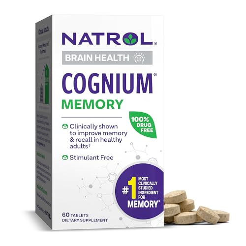 Natrol Cognium Memory, Brain Health Supplements for Adults, Dietary Supplement for Brain Health and Clinically Shown to Improve Memory and Recall in Healthy Adults, 60 Tablets, Up to a 30 Day Supply