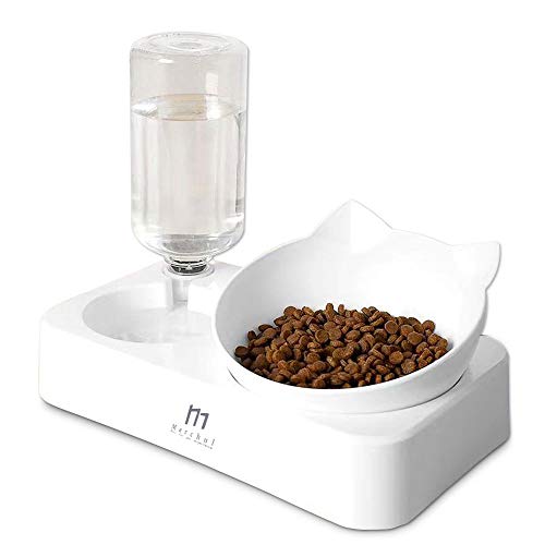 Marchul Cat Bowls, Pet Food Bowls, 15° Tilted Cat Bowl for Indoor Cats, Dog Food and Water Bowl Set