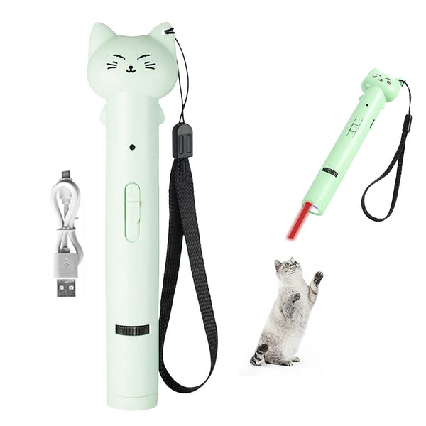 PARTSPOWER Laser Pointer Interative Cat Toy for Cats to Chase, Rechargeable Red Laser Light Pointer Exercises Training Tool for Kittens Cats Dogs (Green)