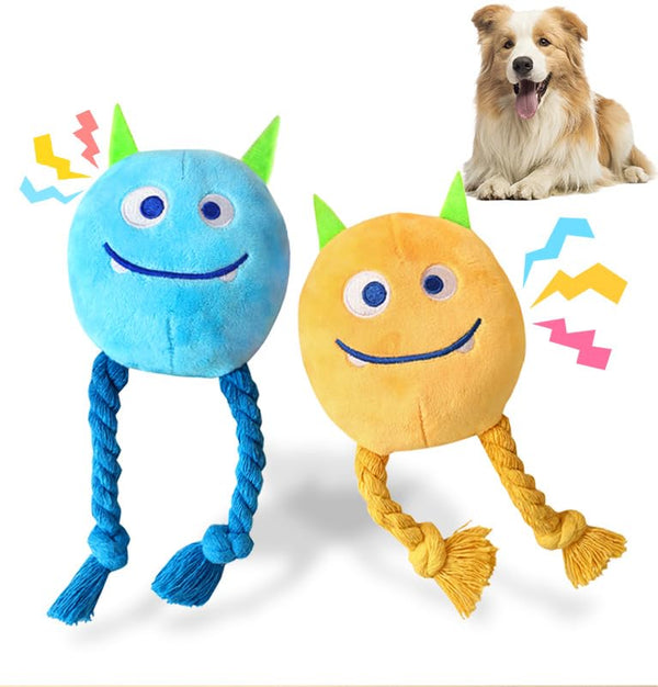 lilfrd Dog Toys for Small Dogs - 2 Pack Puppy Toys to Keep Them Busy - Squeaky Rope Plush Dog Toys for Small and Medium Breed