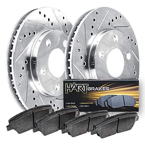 Hart Brakes Front Brakes and Rotors Kit |Front Brake Pads| Brake Rotors and Pads| Ceramic Brake Pads and Rotors |fits 2011-2016 Porsche Cayenne