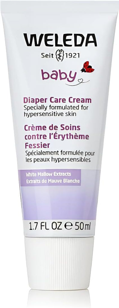 Weleda Baby White Mallow Diaper Care Cream, 1.7 Fluid Ounce, Fragrance Free Plant Rich Protection with White Mallow, Pansy, Sesame and Coconut Oils