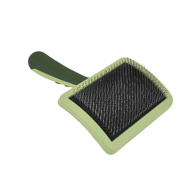 Coastal Dog Slicker Brush, Green - Grooming & Shedding Brush for Dogs of All Hair Types - Curved Design for Easy Detangling - Non-Slip Handle, 6.75'' x 4.25''