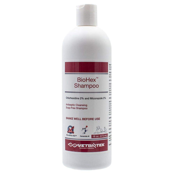 VetBiotek BioHex Chlorhexidine and MicroSilver Shampoo for Skin Infections in Dogs, Cats, and Horses (16 oz)