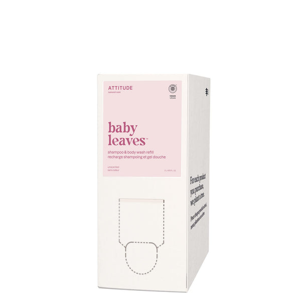 ATTITUDE 2-in-1 Shampoo and Body Wash for Baby, EWG Verified, Dermatologically Tested, Made with Naturally Derived Ingredients, Vegan, Unscented, Bulk Refill, 67.6 Fl Oz