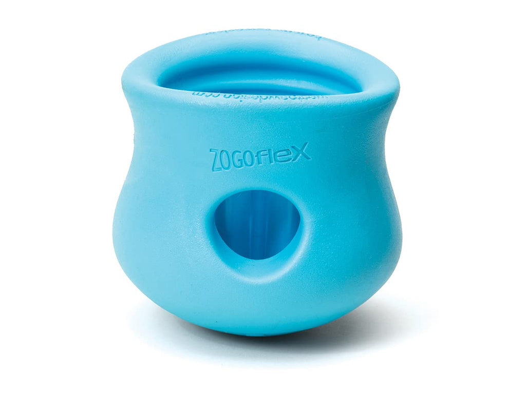 WEST PAW Zogoflex Toppl Treat Dispensing Dog Toy Puzzle – Interactive Chew Toys for Dogs – Dog Toy for Moderate Chewers, Fetch, Catch – Holds Kibble, Treats, X-Large, Aqua Blue