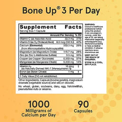 Jarrow Formulas BoneUp Three Per Day For Bone Support and Skeletal Nutrition, Includes Vitamin D3, K2 (as MK-7) and 1000 mg of Calcium Per Day, 90 Capsules, 30 Day Supply