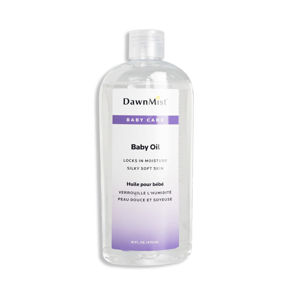 Dukal DawnMist Baby Oil with Dispensing Cap, 16 oz. Bottle (Pack of 12) – Hypoallergenic, Moisturizing Baby Skin Care, Gentle and Non-Irritating Formula