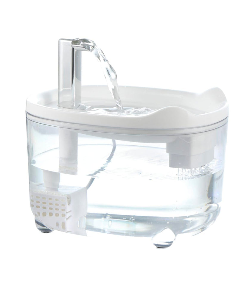 Eofritt Cat Water Fountain - Automatic 50oz Pet Water Fountain for Cats Kitten Dogs, Pet Water Dispenser for Drinking with Silent Pump (Clear & White)