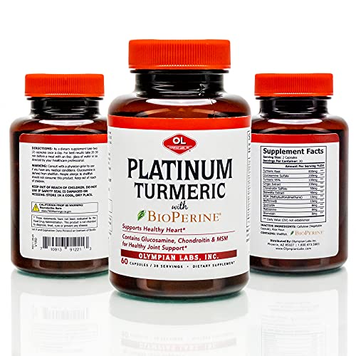Olympian Labs Platinum Turmeric Formulated with Glucosamine, Chrondroitin, MSM & BioPerine for Maximum Joint Health 60 Capsules