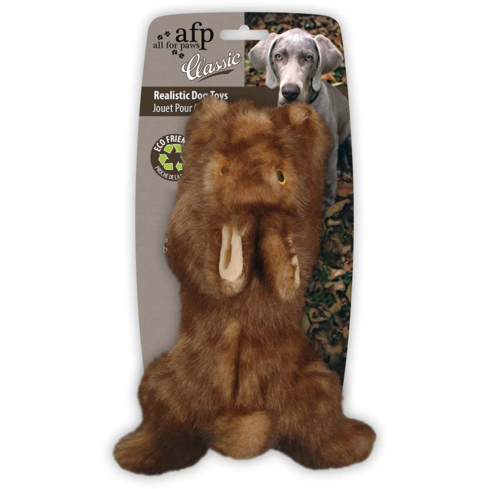 ALL FOR PAWS Squeaky Dog Toys Animal Plush Dog Toy Puppy Toys Classic-Brown Rabbit-L