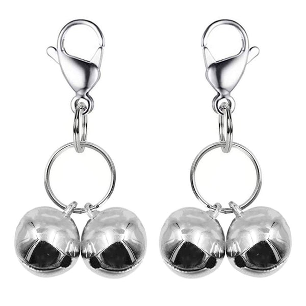 IVIA PET 4 Sets Cat Bell for Dog Collar Charm Training Pet Pendant Accessories with 2 Pack Stainless Steel Dog Tag Clips(2 X-Small Silver)