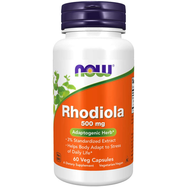 NOW Foods Supplements, Rhodiola 500 mg, Helps Body Adapt to Stress of Daily Life*, Adaptogenic Herb*, 60 Veg Capsules