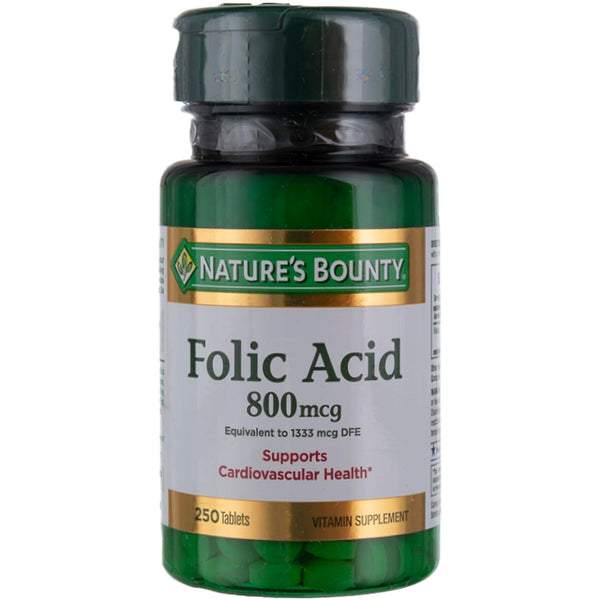 Nature's Bounty Folic Acid 800 mcg Tablets Maximum Strength 250 ea