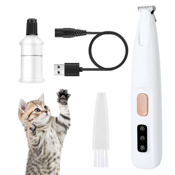 XBEGIX Dog Trimmer, Saffory Paw Trimmer, Saffory Electric Dog Trimmer for Paws, Pet Paws Trimmer with Led Light, Rechargeable Low Noise Pet Trimmer Hair Clipper-1set White with Oil