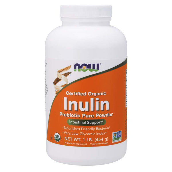 NOW Foods Supplements, Inulin Prebiotic Pure Powder, Certified Organic, Non-GMO Project Verified, Intestinal Support*, 1-Pound