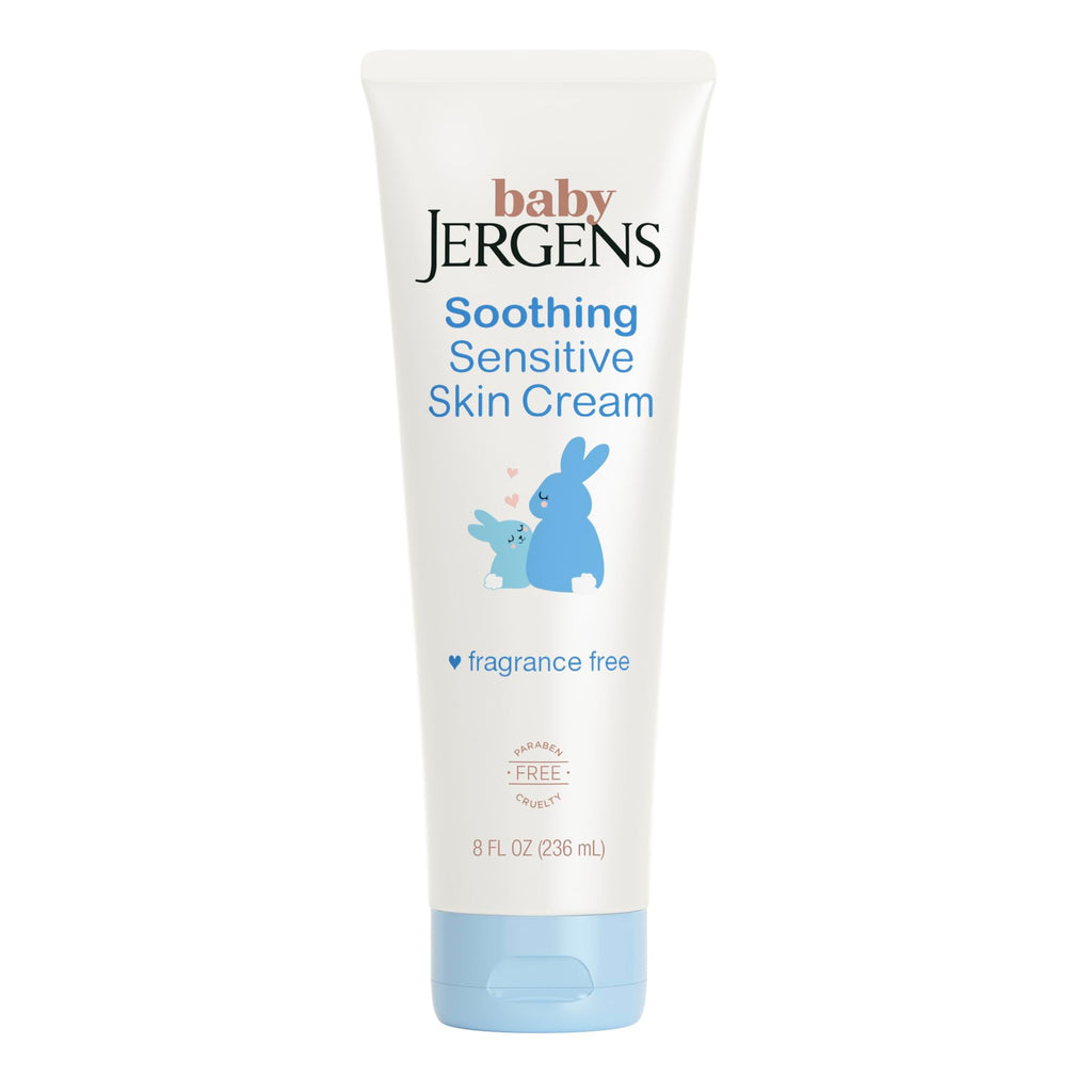 Jergens Baby Soothing Sensitive Skin Cream, Cream for Infant Dry Skin, Baby Cream for Dry Skin, Pediatrician-tested, Fragrance-free, 8 Fl Oz