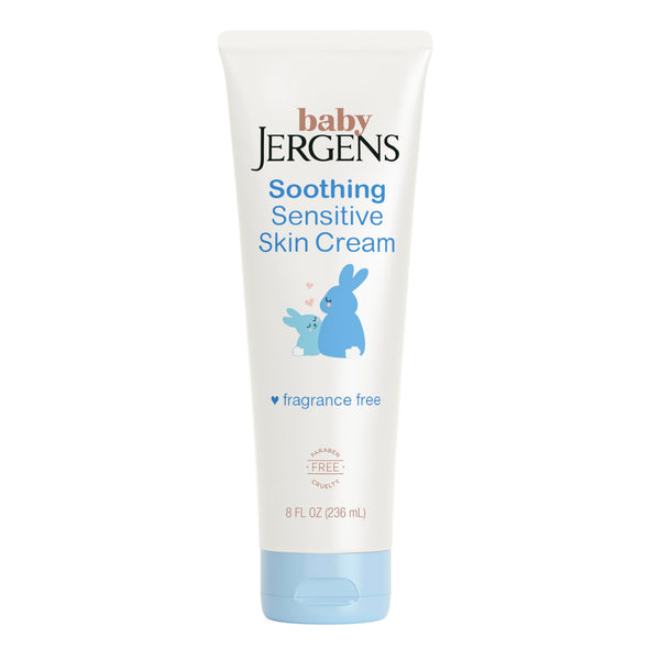 Jergens Baby Soothing Sensitive Skin Cream, Cream for Infant Dry Skin, Baby Cream for Dry Skin, Pediatrician-tested, Fragrance-free, 8 Fl Oz