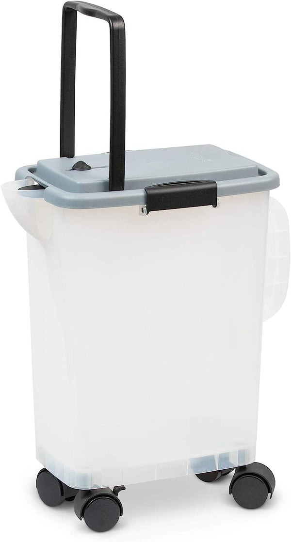 PetFusion BetterBin Portable Litter Storage Container (16.5 x 11.7 x 19) | Holds up to 25 lbs/10 Gallons, Great for Dry Dog and Cat Food | Adjustable Spout, Back & Top Handles, Heavy Duty Wheels
