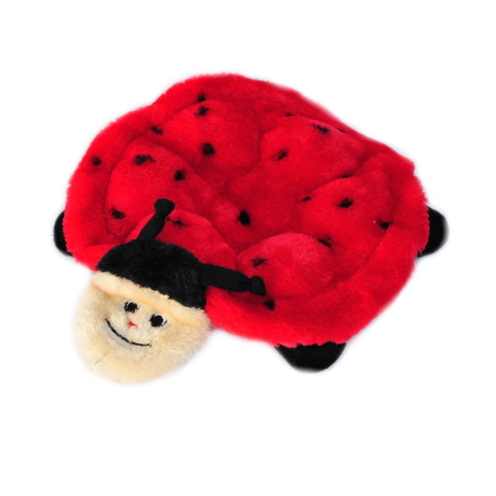 ZippyPaws Squeakie Crawler- No Stuffing Dog Toy to Keep Them Busy, for Small, Medium, & Large Dogs, Squeaky Pet Toy for Boredom, Unstuffed Chew Toy, Soft Plush Puppy Products, Betsey The Ladybug- 10"