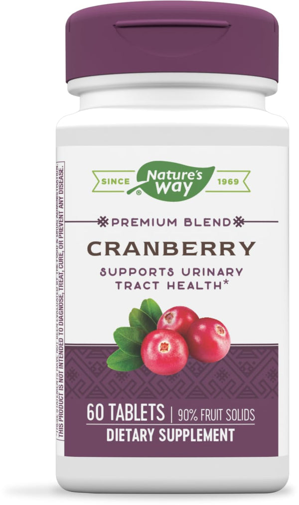Nature's Way Premium Blend Cranberry, Urinary Tract Health Support* Supplement with Vitamin C, 60 Tablets