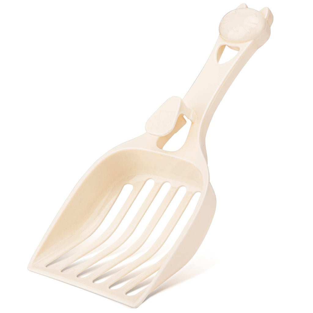 Depets Cat Litter Scoop, Litter Scoop with Wide Slats, Kitty Litter Scooper for Pine Pellets, Durable Plastic Litter Sifter Scoop - Designed for Easy Sifting, Milky White