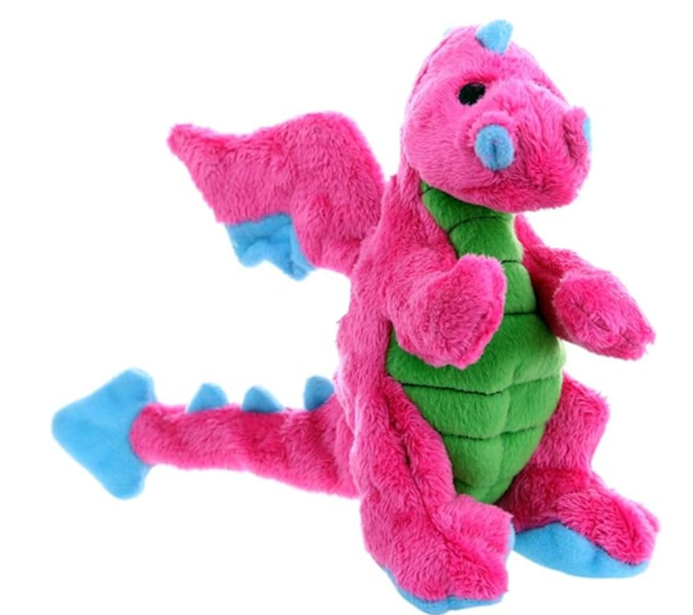 goDog Bubble Plush Dragons Squeaky Dog Toy, Chew Guard Technology - Pink, Small