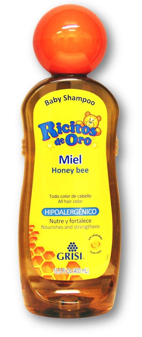 Honey Bee Ricitos de Oro Shampoo| Baby Shampoo with Pop-Up Rattle Cap, Paraben Free Product for Baby’s Delicate Hair; 13.5 Fl