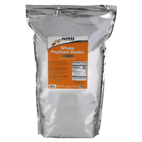 NOW Foods Supplements, Whole Psyllium Husks, Non-GMO Project Verified, Soluble Fiber, 10-Pound