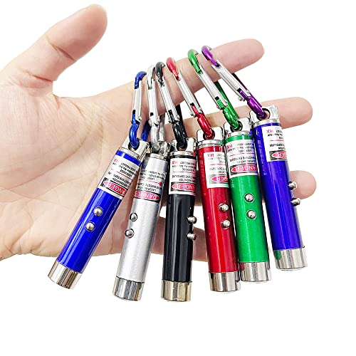 WNZQK 6 PCS Cat Toys Laser Pointer Mini Keychain Laser Pointer LED Flashlight Dog Cat Laser Toy Pet Remote Control Laser (6 Pcs Pack B)