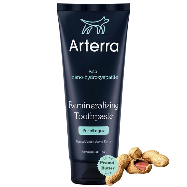 Remineralizing Dog Toothpaste – Vet-Grade, with Nano-Hydroxyapatite, Reverses Early-Stage Decay, Cleans Teeth, Reduces Tartar, Freshens Breath by Arterra Pet Science, Plant-Based, Natural Flavor, 4oz