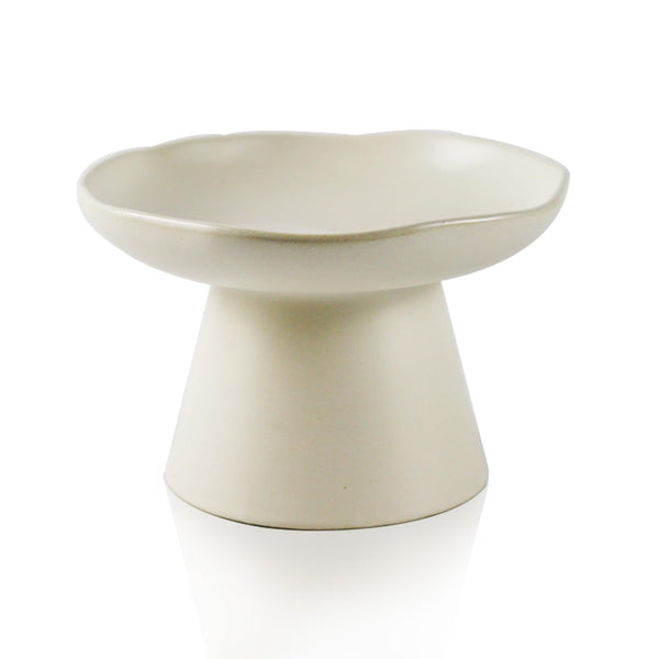 Extra Wide 6.1" Raised Cat Food Bowl, Shallow Ceramic Elevated Cat Feeder, Anti Vomiting, Stress Free, Whisker Fatigue, Pet Food or Water Bowl, White