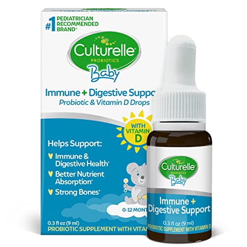 Culturelle Baby Probiotic Drops + Vitamin D, Immune & Digestive Health Support for Babies, Infants & Newborns 0-12 Months, 30 Day Supply, Gluten Free & Non-GMO, 9ml