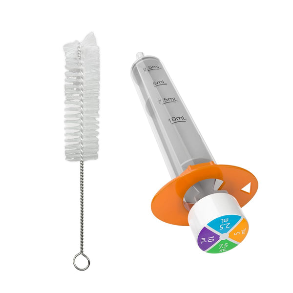 EZY DOSE Kids Baby Oral Syringe & Dispenser with Cleaning Brush, True Easy Design for Liquid Medicine, Easy to Administer, Accurate Dosing, 10 mL/2 TSP Color Coded, BPA Free